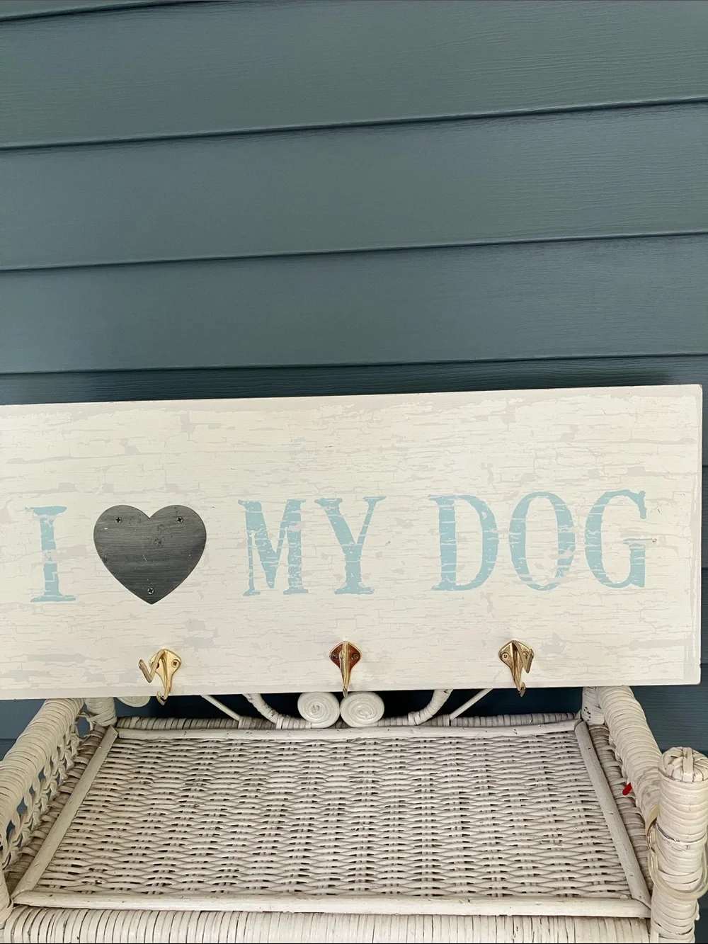 “I Love My Dog”  Wood Wall Hook Sign - Shabby Chic, Ready To Hang